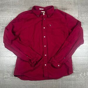Abercrombie & Fitch Mens XXL Burgundy Red Muscle Fit Button Down Long Sleeve